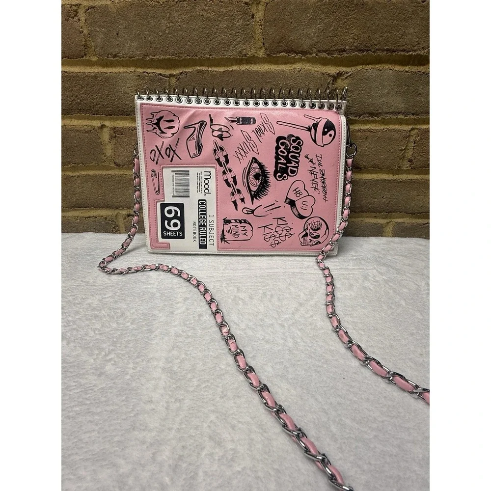 Mean Girls Style Pink Notebook Crossbody Bag/Purse Current Mood 90's Style Bag - Picture 11 of 14